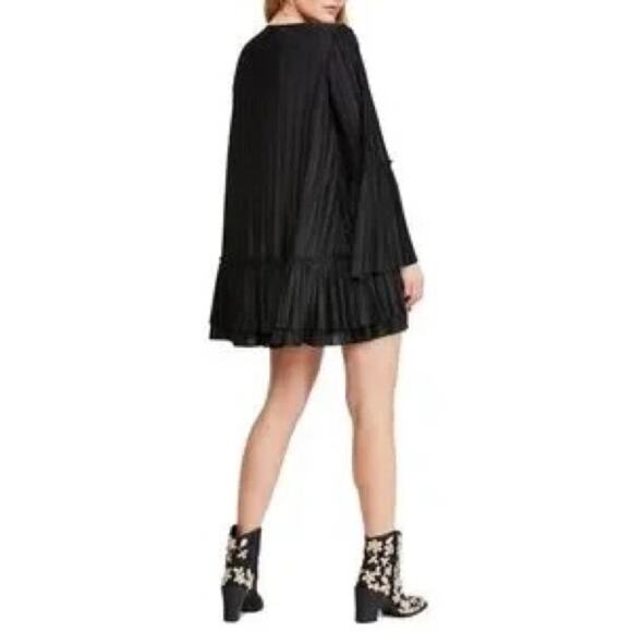 NWT Free People Can't Help It Plisse mini dress black pleated size Small - Picture 3 of 10